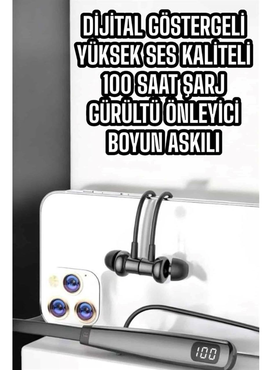 Boyun Askılı Bluetooth Kulaklık Uzun Şarj Süreli Dijital Göstergeli Kablolu