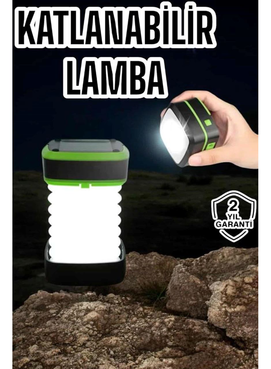 Katlanabilir Kamp Lambası Solar Fener Görünümlü 3 Kademeli Şarjlı