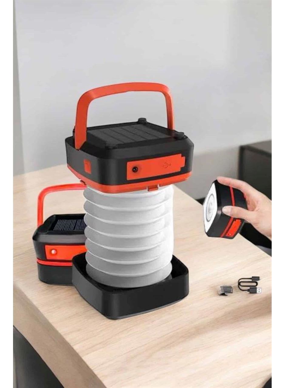 Katlanabilir Kamp Lambası Solar Fener Görünümlü 3 Kademeli Şarjlı