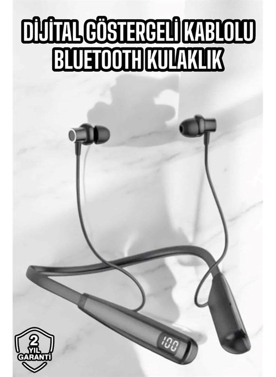 Dijital Göstergeli Kulak İçi Kablosuz Bluetooth Kulaklık Boyun Bantlı