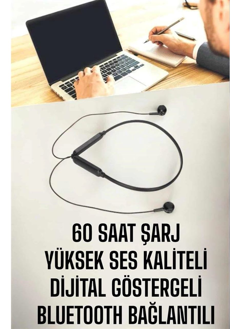 Kablolu Boyun Askılı Dijital Göstergeli Bluetooth Kulaklığı 60 Saat