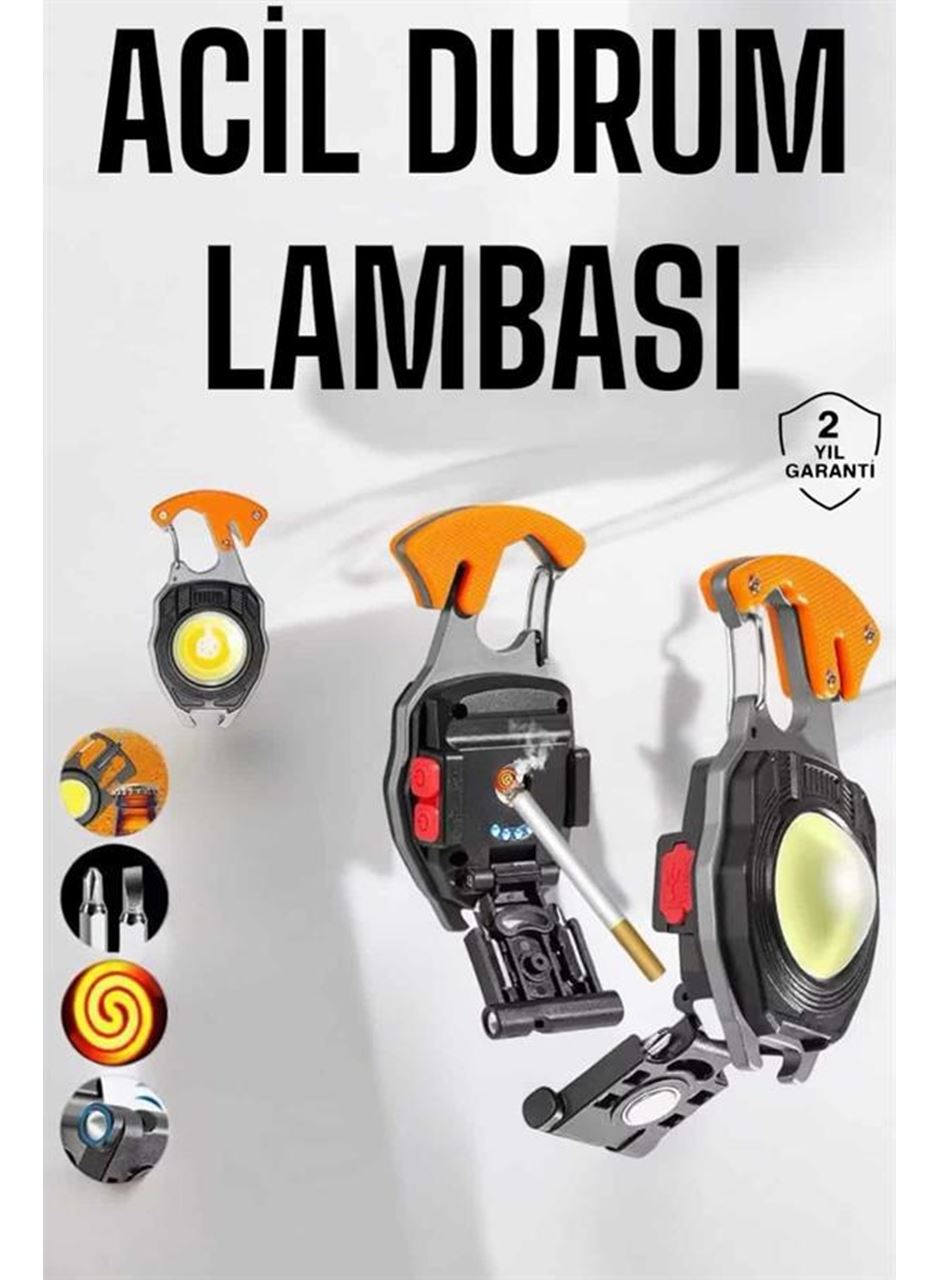 yeni nesil Kamp Feneri Çok Fonksiyonlu Fener Anahtarlık Usb Çakmaklı Cam Kırıcı Kemer Kesici Açacak