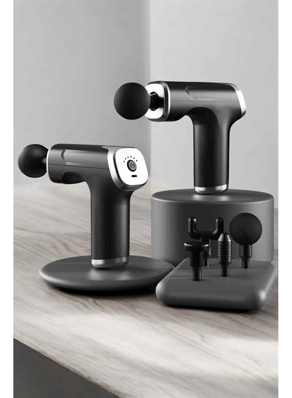 Masaj Tabancası 4 Başlıklı Kas ve Vücut Ağrıları İçin Şarjlı Darbeli