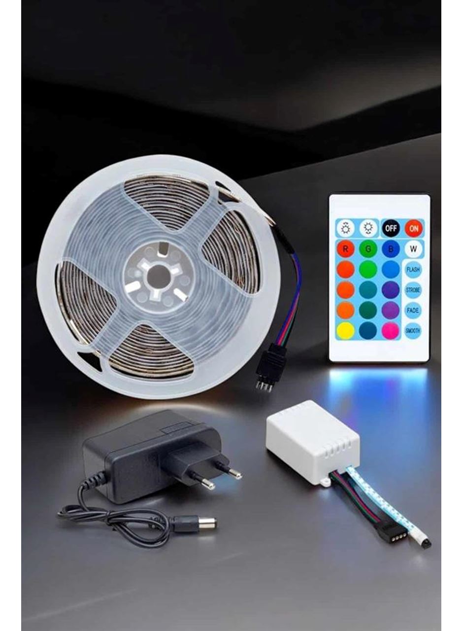 5 Metre Şerit Led RGB Işıklı Kumandalı Güç Adaptörü Her Ortama Uygun
