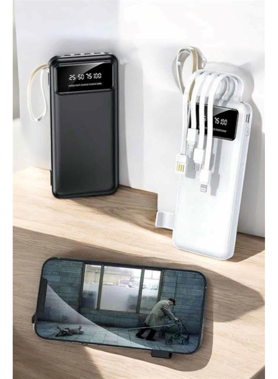 20.000 Mah Led Işıklı LCD Ekran USB Girişli Type-C Lightning Powerbank