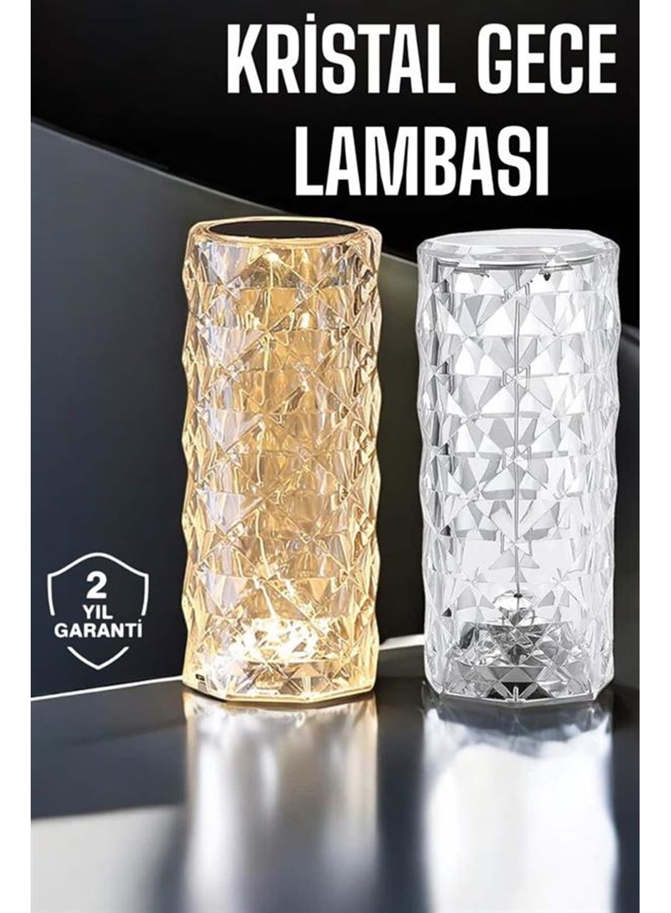 Gece Lambası Kristal Lamba Dokunmatik Şarjlı Hediyelik
