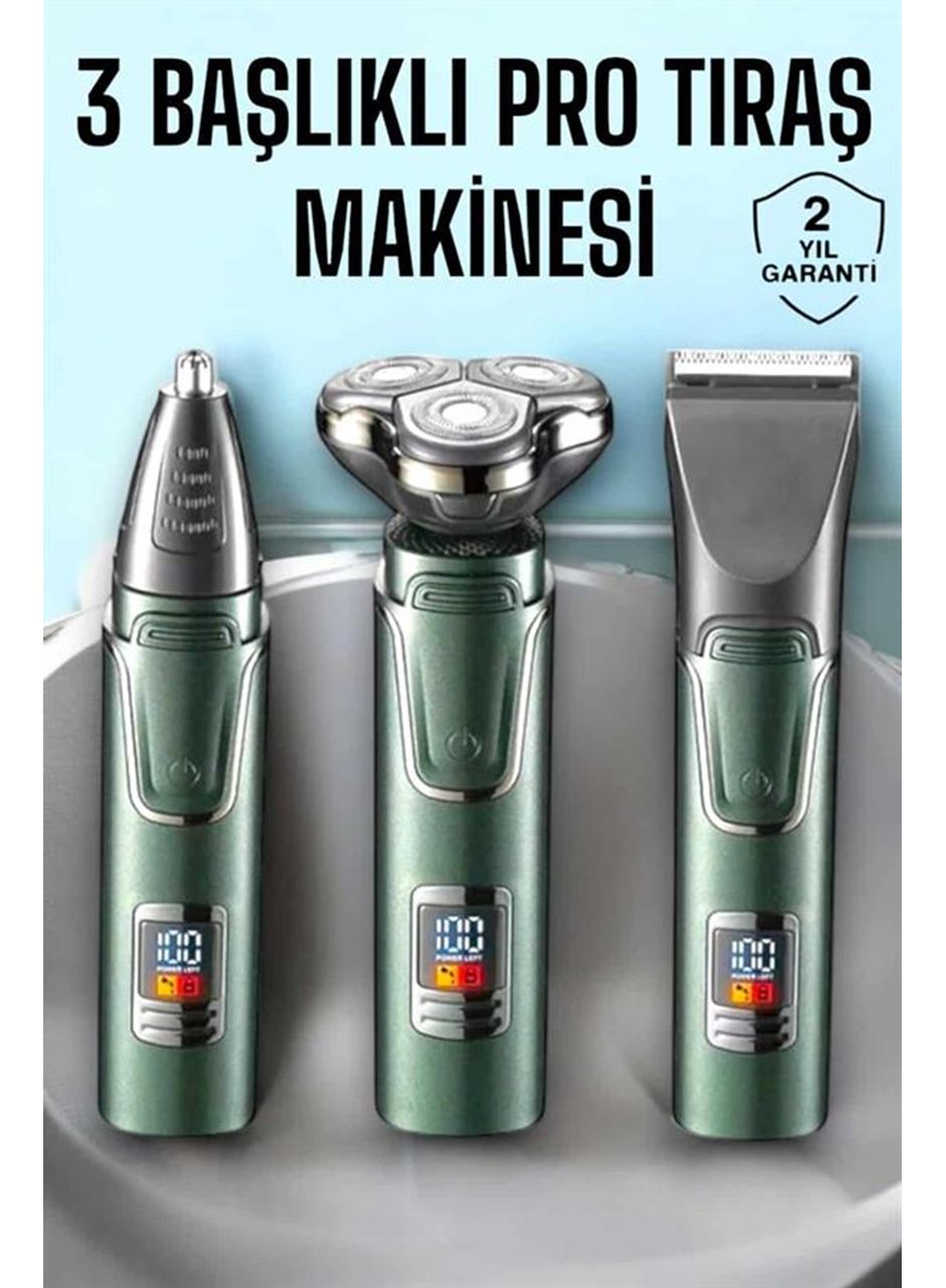 3 Başlıklı Profesyonel Saç ve Sakal Bakım Seti Vücut, Burun ve Kulak Tüy Alma