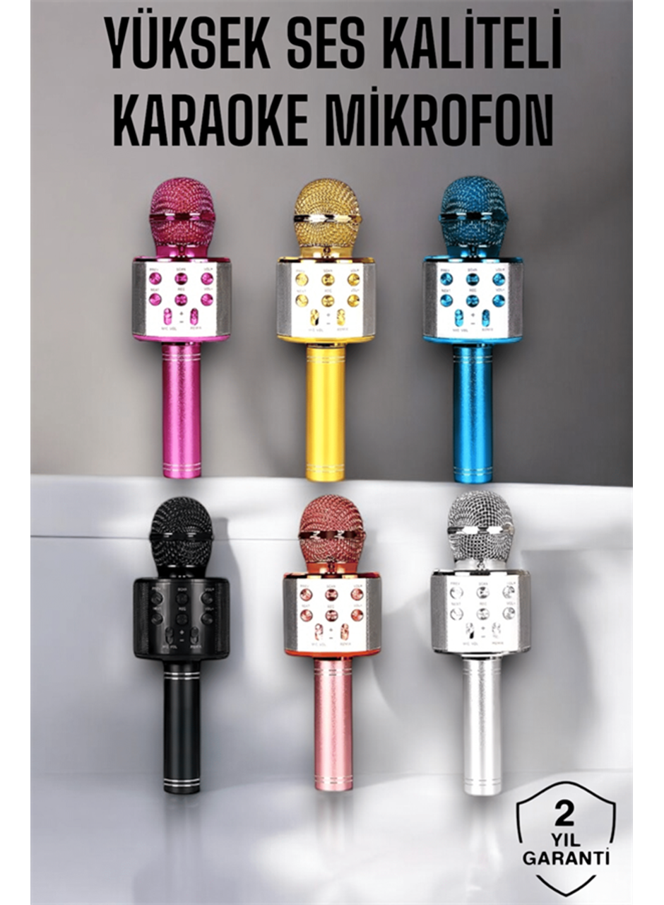Kablosuz Bluetooth Karaoke Mikrofon USB ve AUX Girişli, Yüksek Ses Kalitesi