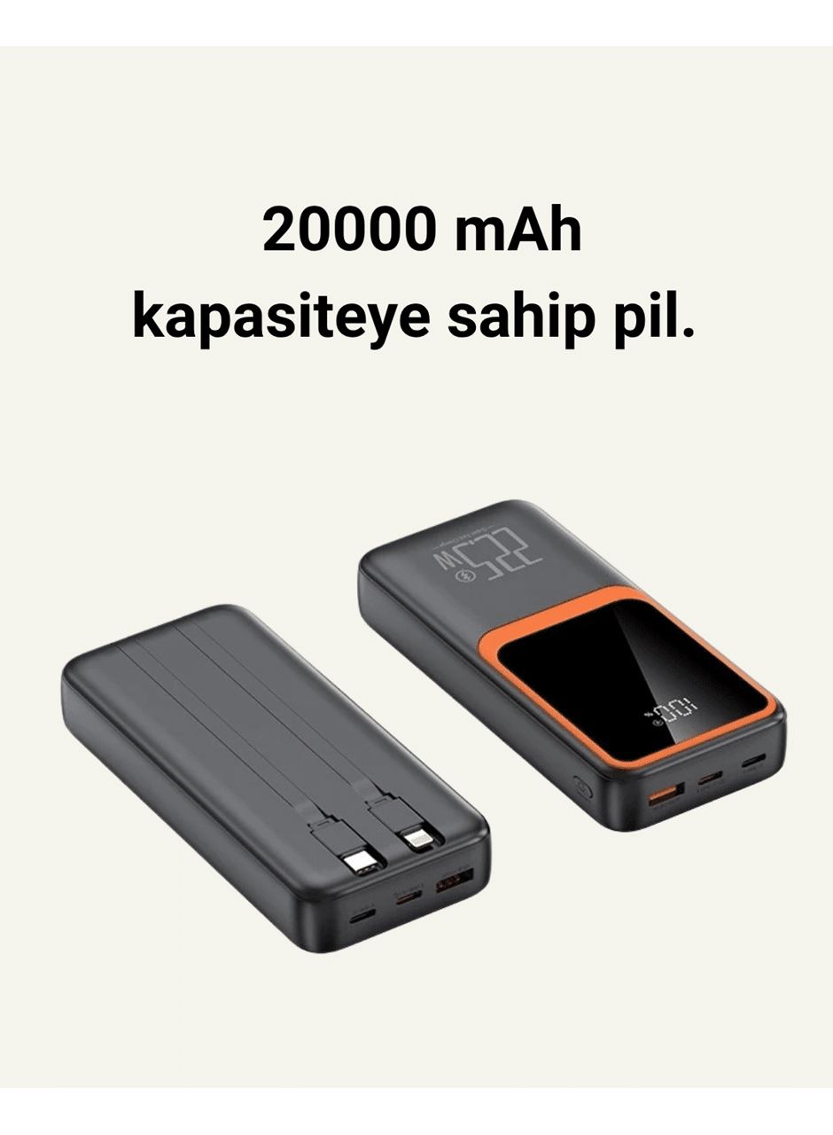 20000 mAh Taşınabilir Powerbank | Çok Kablolu, Hızlı Şarj Destekli (22.5W)