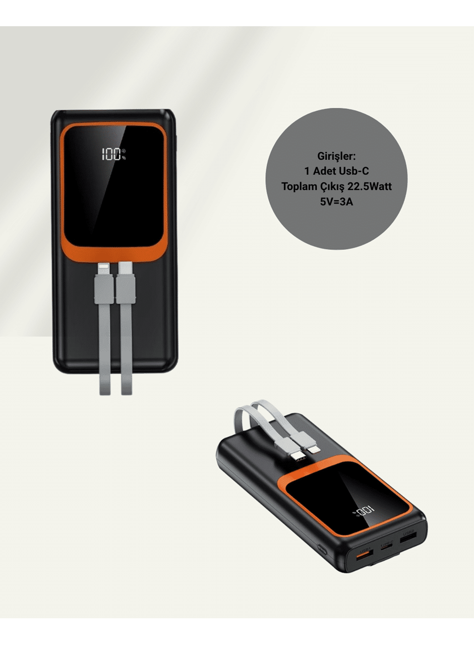 Dijital Ekranlı 20.000 mAh Powerbank | 22.5W Hızlı Şarj + Çoklu Bağlantı Seçeneği