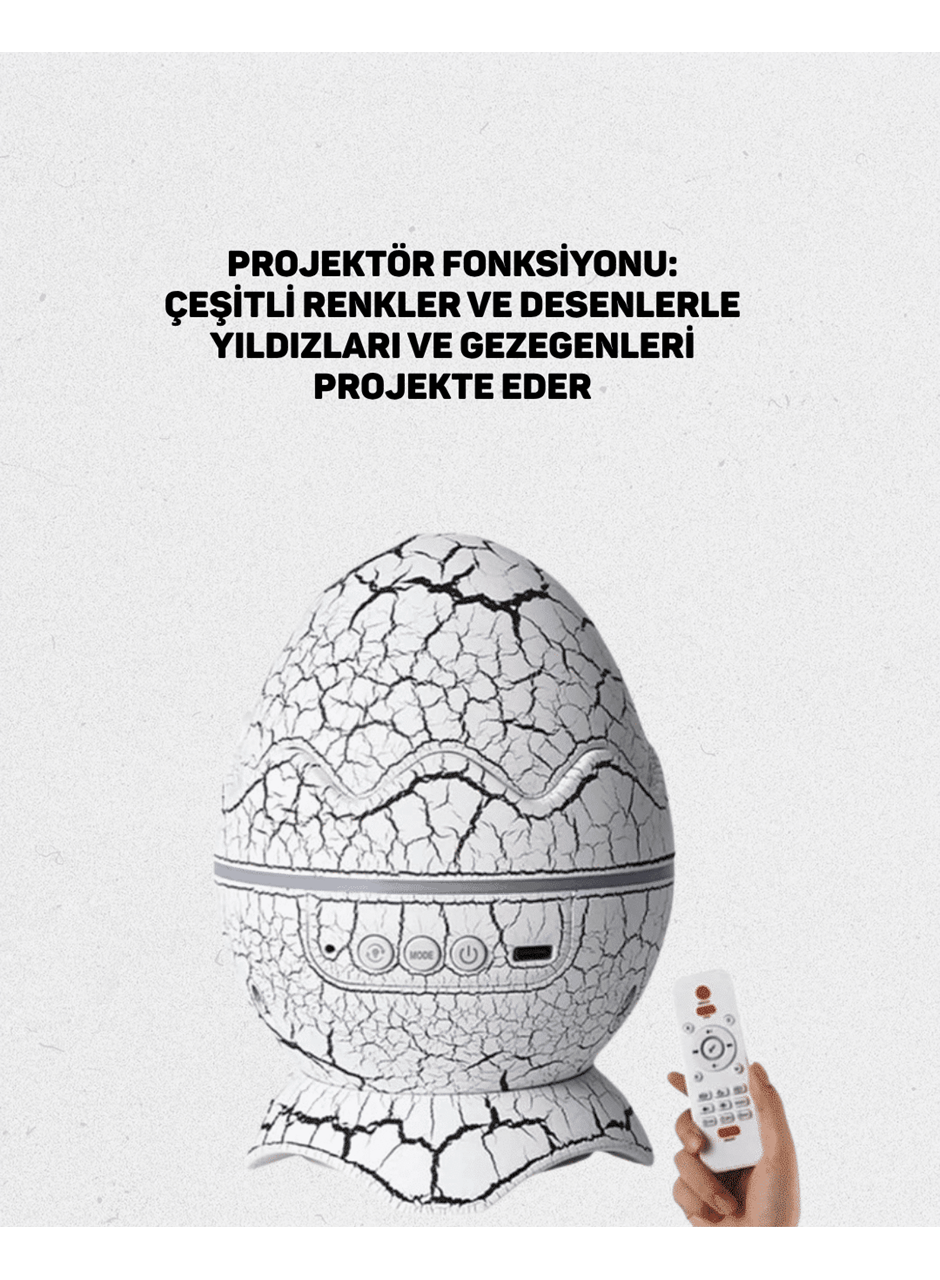 Dinozor Yumurtası Tasarımlı Projektörlü Gece Lambası