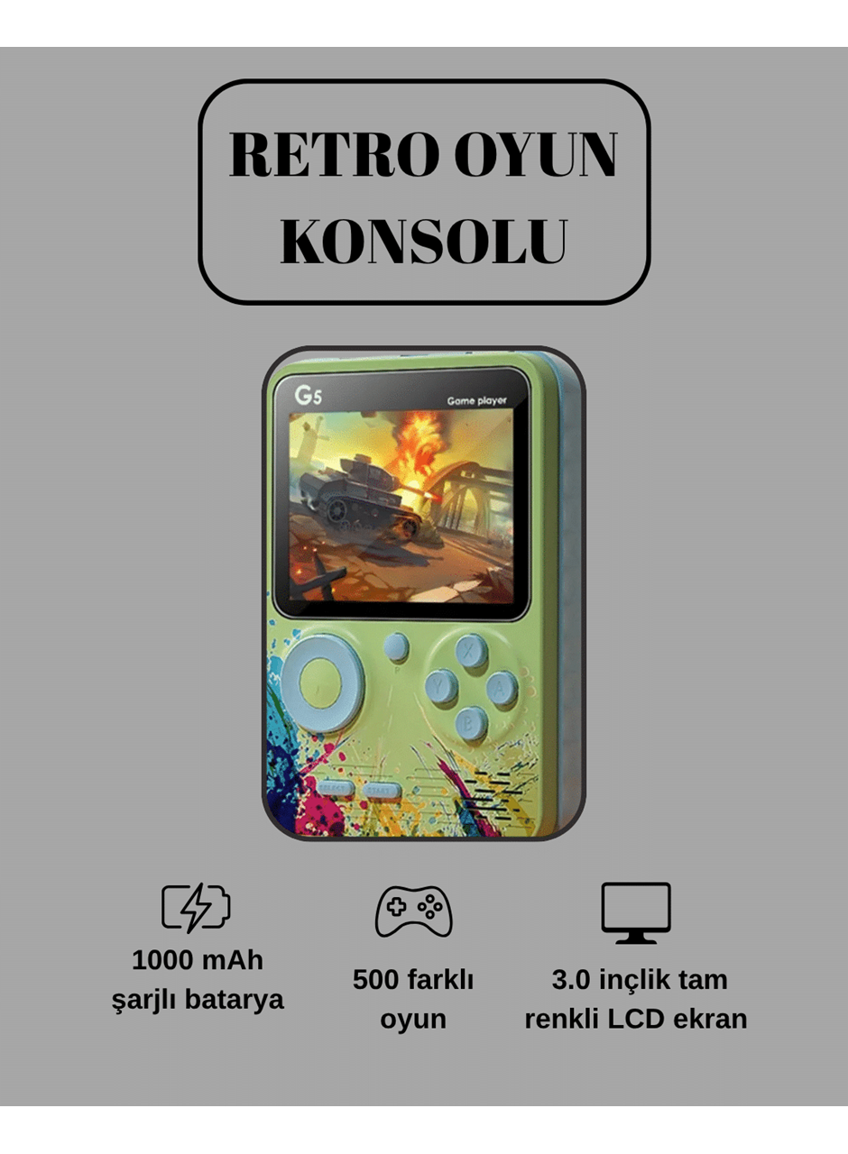 G5 Game Box Retro Mini Oyun Konsolu – 500 Dahili Oyun