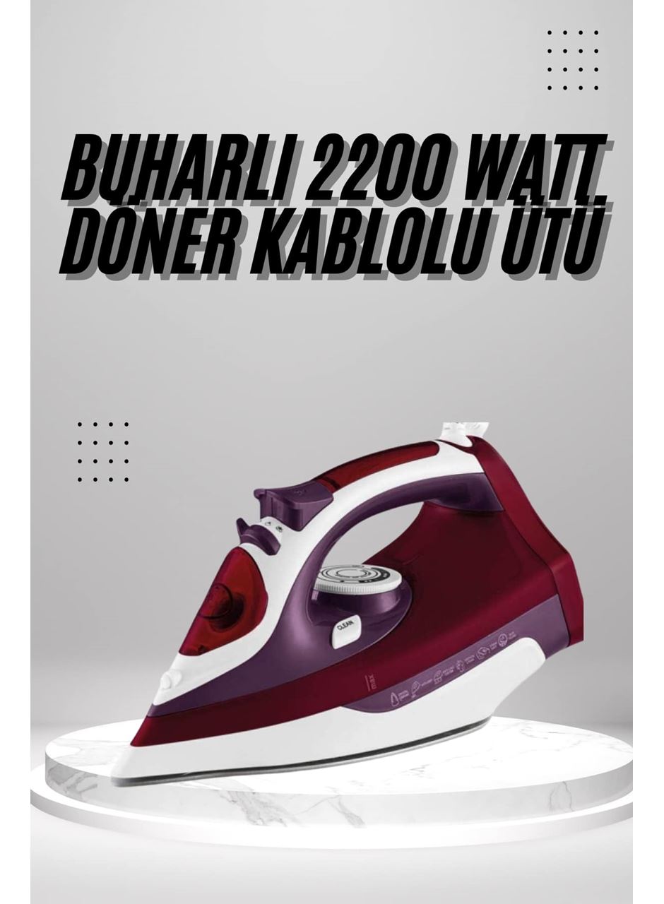 Seramik Tabanlı Kırmızı 2200 Watt Şok Buharlı Ütü