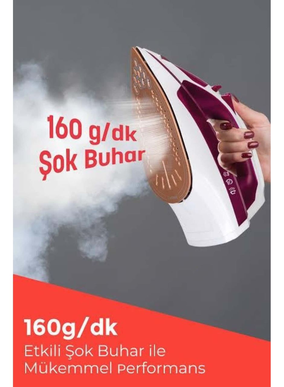 Seramik Tabanlı Kırmızı 2200 Watt Şok Buharlı Ütü