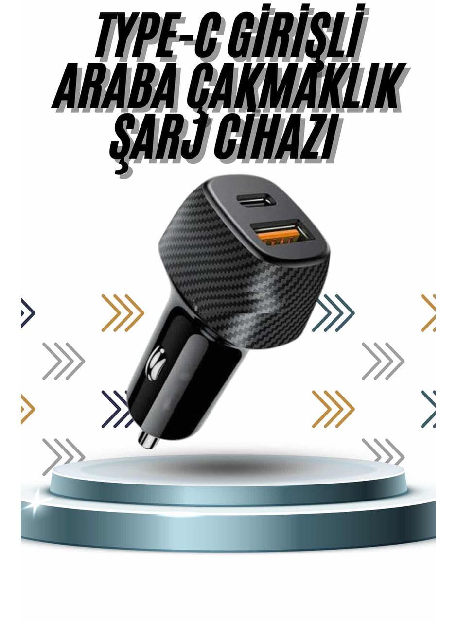 Hızlı Oto Şarj Cihazı 38W Çift Girişli HIzlı Şarj Oto Çakmaklık Type-C