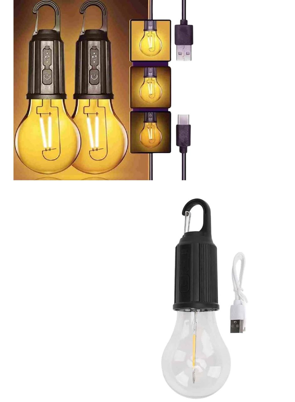 3 Farklı Mod LED'li Şarjlı Asma Kancalı Kamp Lambası Taşınabilir Ampul