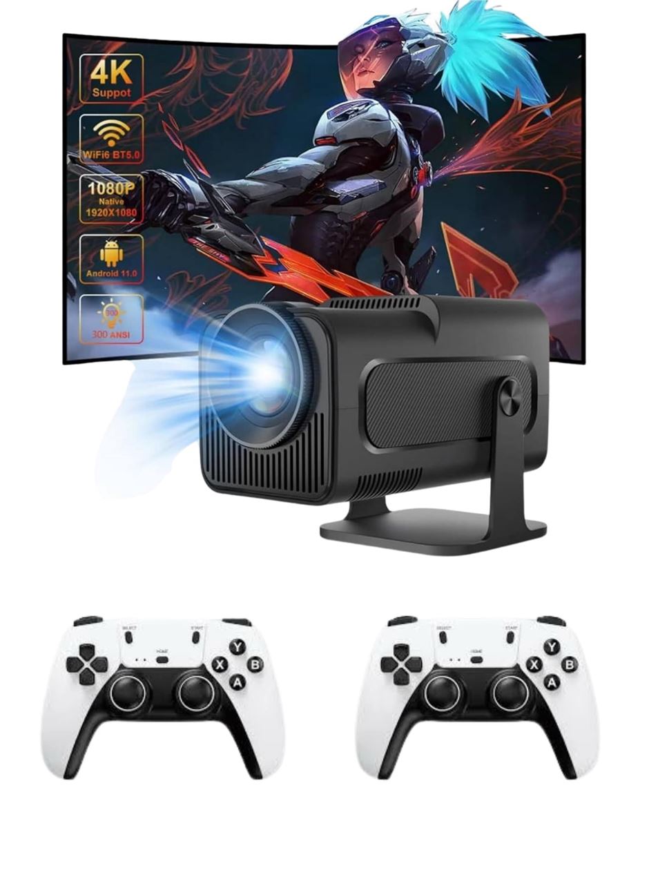 Çift Kollu Game Box Projeksiyon Cihazı Kumandalı Android Tv Dahili Hoparlör