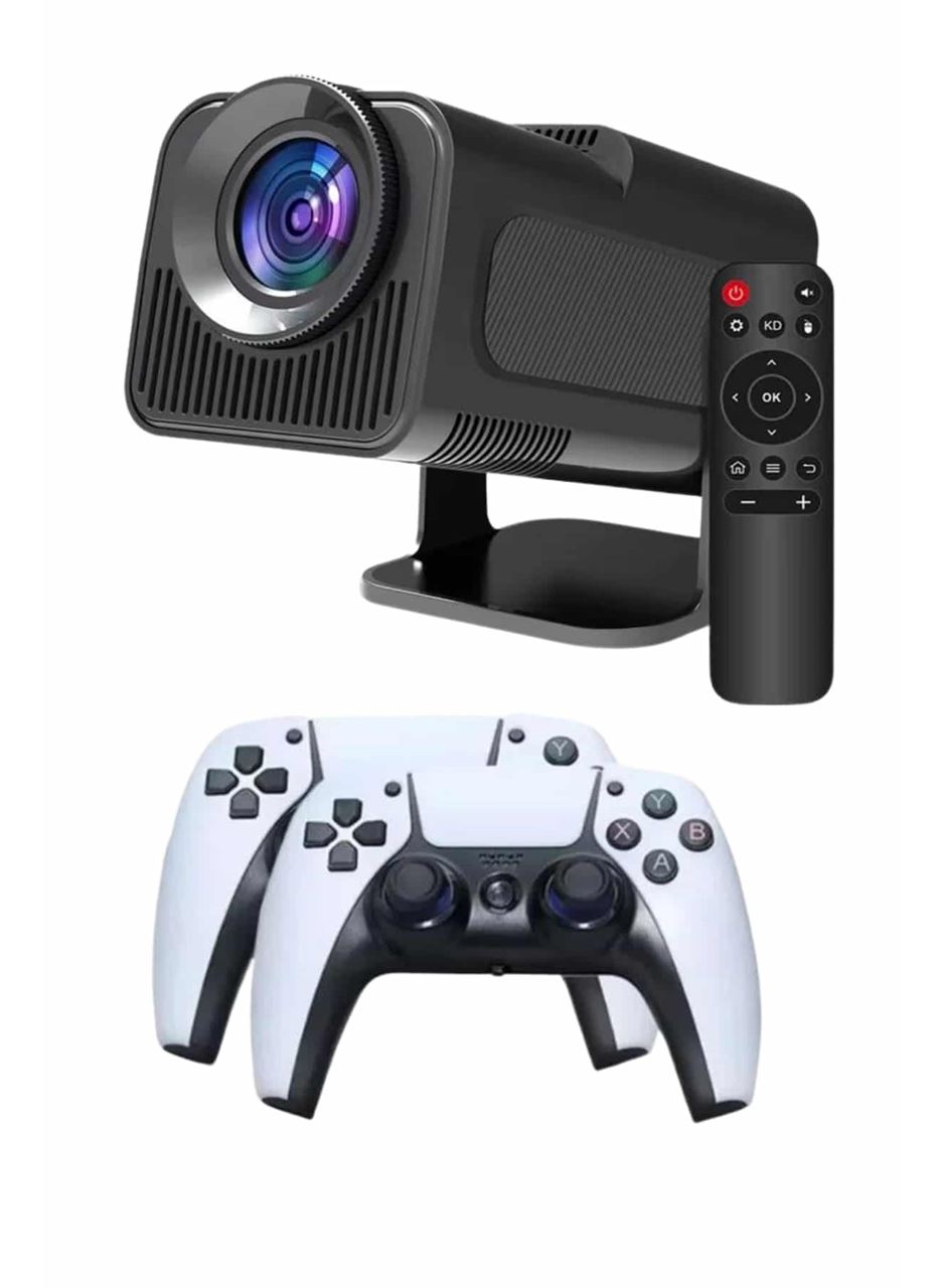 Çift Kollu Game Box Projeksiyon Cihazı Kumandalı Android Tv Dahili Hoparlör