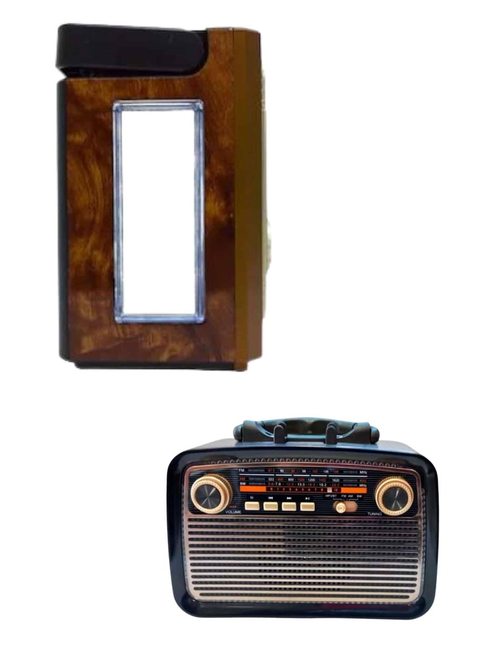Bluetooth Hoparlör Ahşap Renk Vintage Işıklı Nostaljik Radyo Fm Ahşap Görünümlü