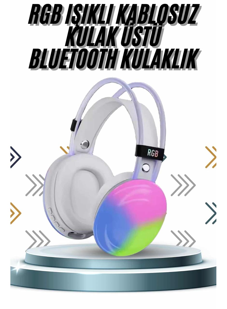 Kablosuz Bluetooth Kulaklık RGB Işıklı Kulak Üstü 5.3 Bluetooth Bağlantılı