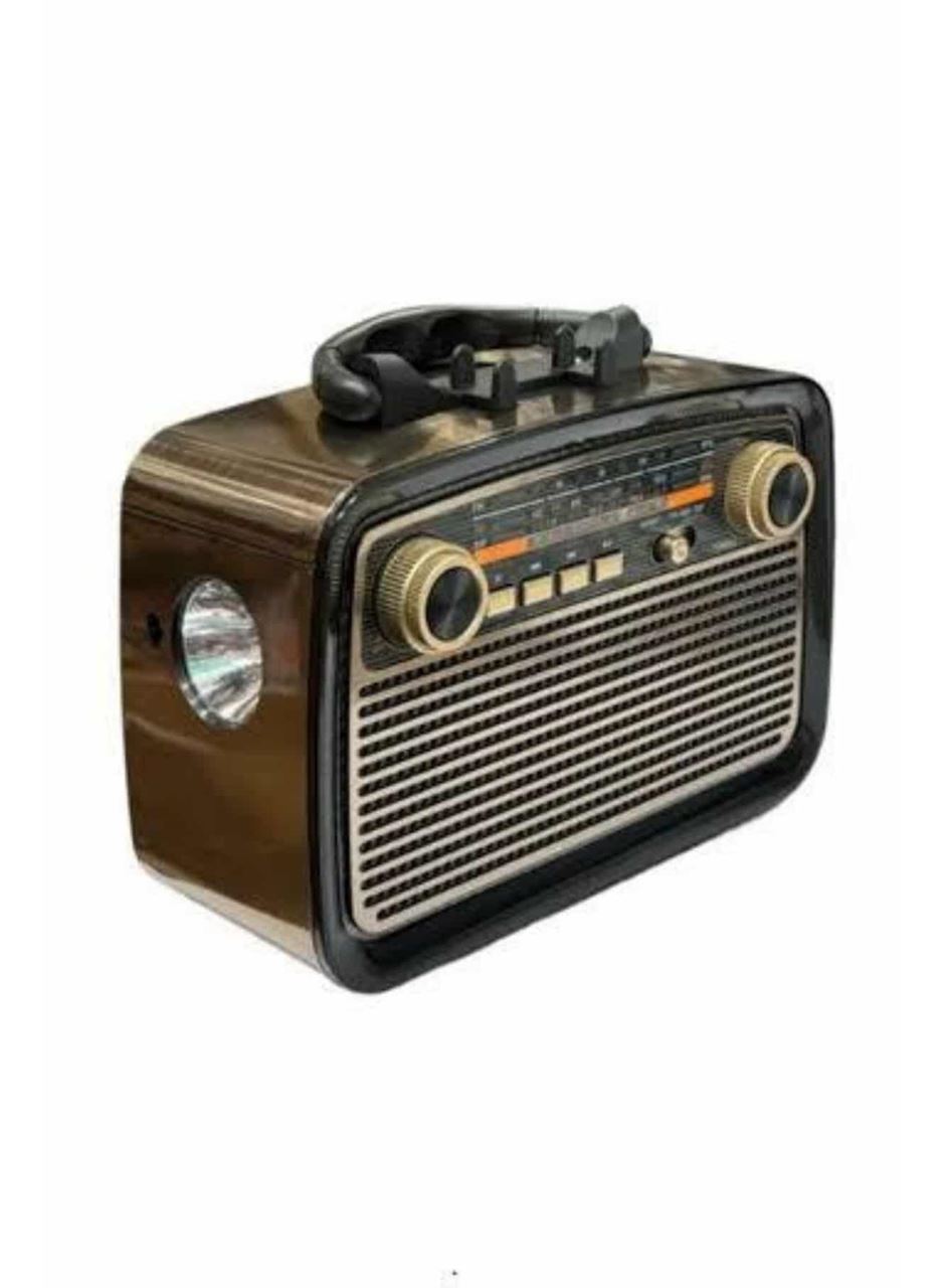 Nostalji Radyo Bluetooth Hoparlör USB-SD Kart Giriş Led Fener Işıklı Bataryalı Pilli