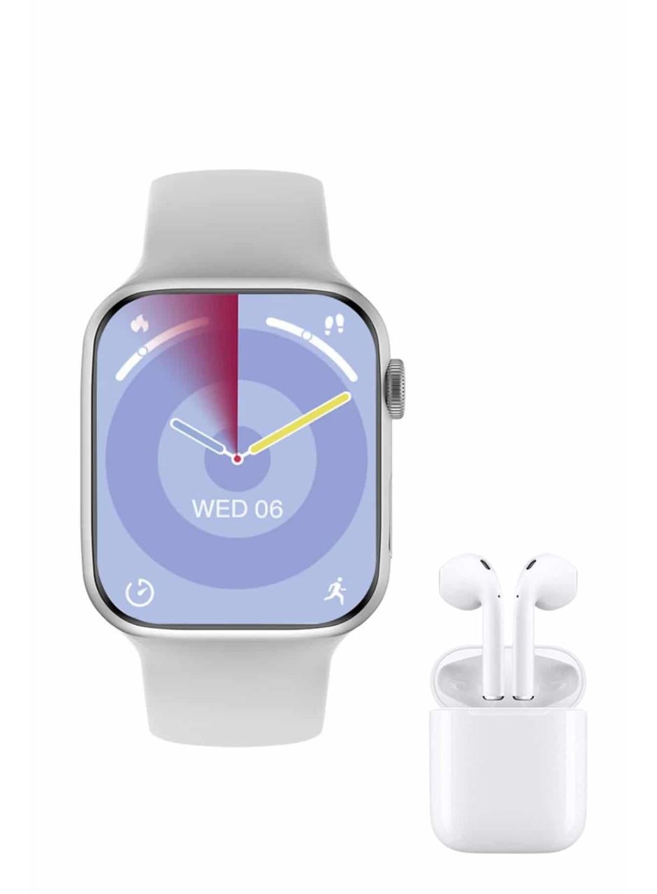 Yeni Nesil Akıllı Saat Ve Kulaklık Seti Gümüş Kasa Zarif Tasarım Çok Fonksiyonlu