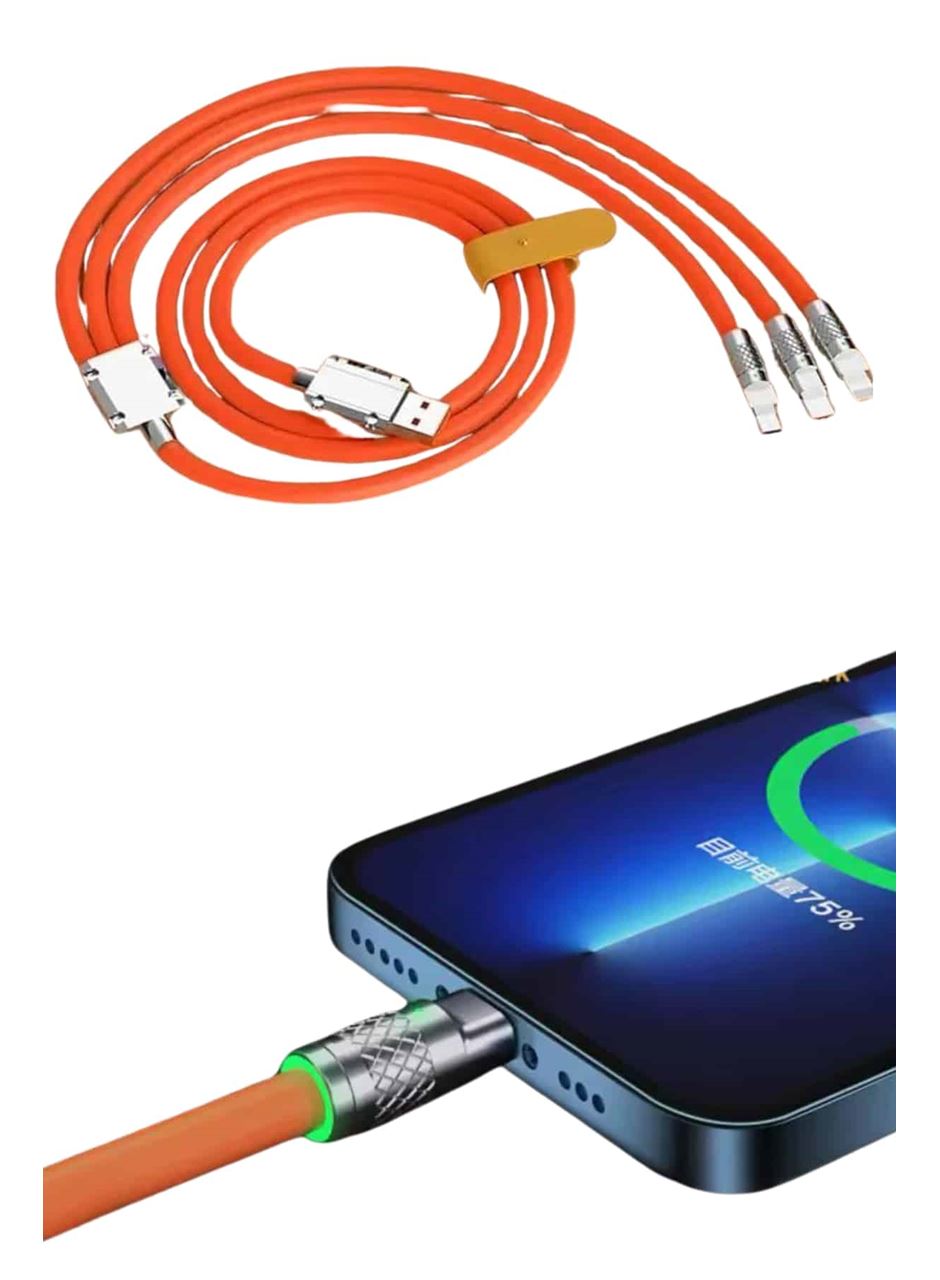 Çoklu Şarj Kablosu USB Type-C İOS Uyumlu 120W Hızlı Şarj Kablosu