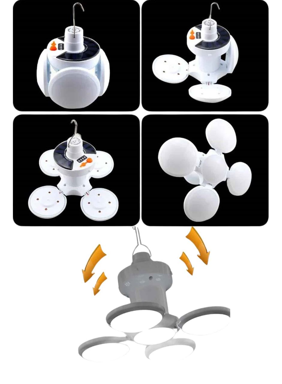 Katlanabilir Askılı Kamp Lambası 5 Kanatlı Pratik Güneş Enerjili