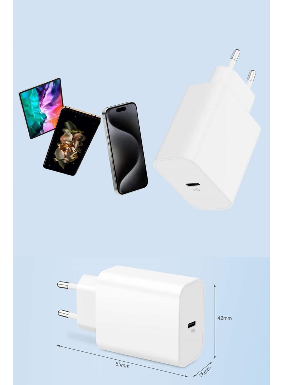 15/Pro/Pro Max 20W İOS Uyumlu Hızlı Şarj Aleti Adaptörlü Beyaz