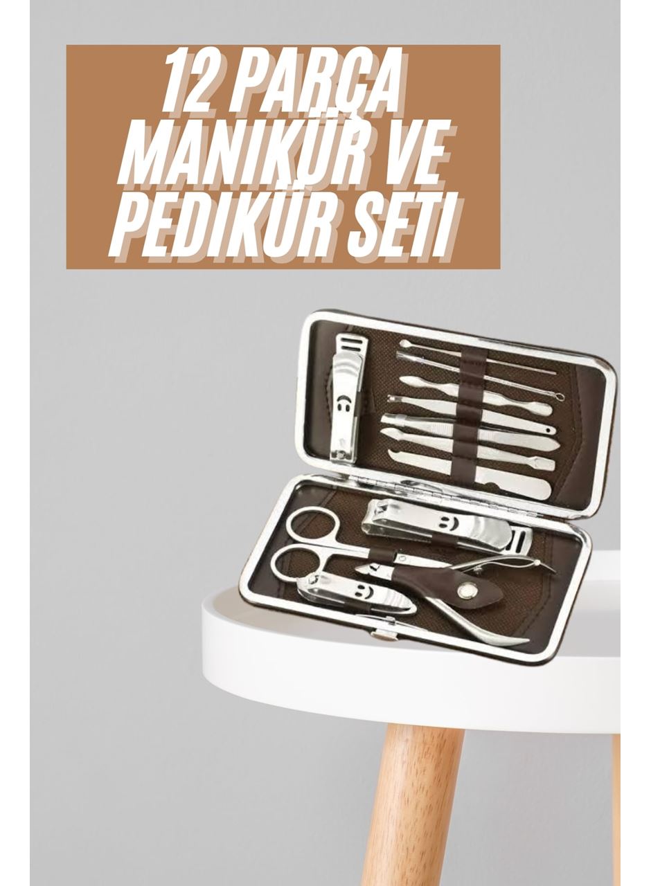 Tırnak Bakım Seti Tırnak Düzeltme Batık 12 Parça Çanta Tipi Manikür Pedikür