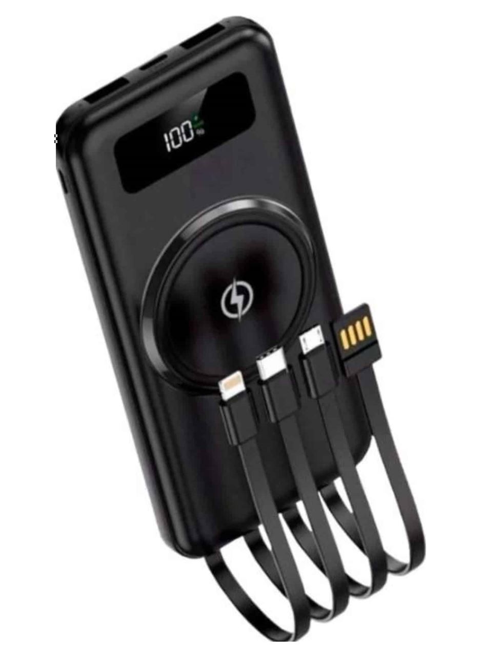 Kablosuz Çoklu Şarj Girişli 10.000 Mah Kablolu Powerbank Taşınabilir