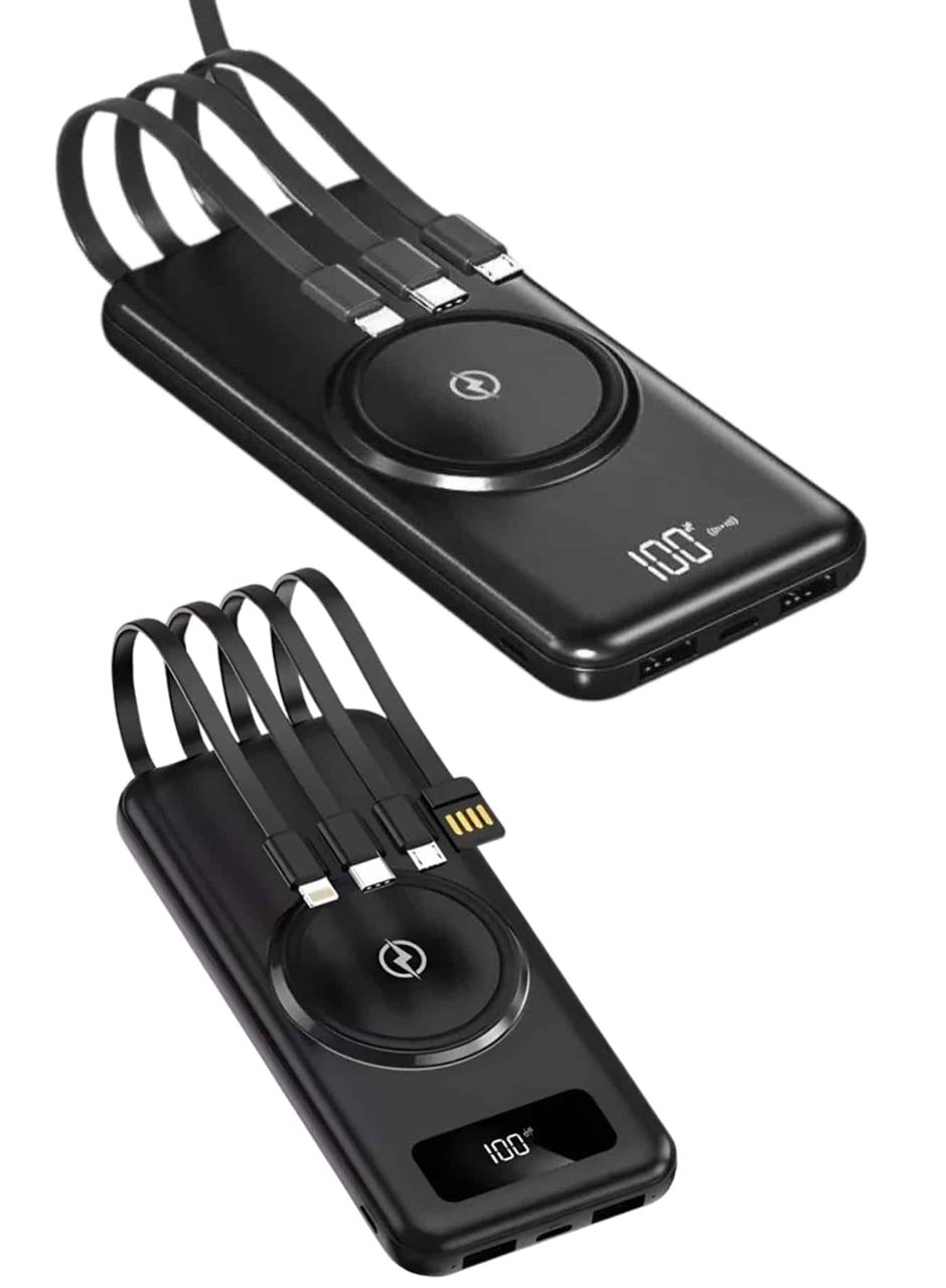 Kablosuz Çoklu Şarj Girişli 10.000 Mah Kablolu Powerbank Taşınabilir