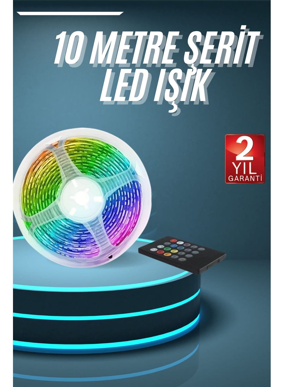 10M Şerit Led İç Mekan Renkli Rgb Şerit Led Kumandalı