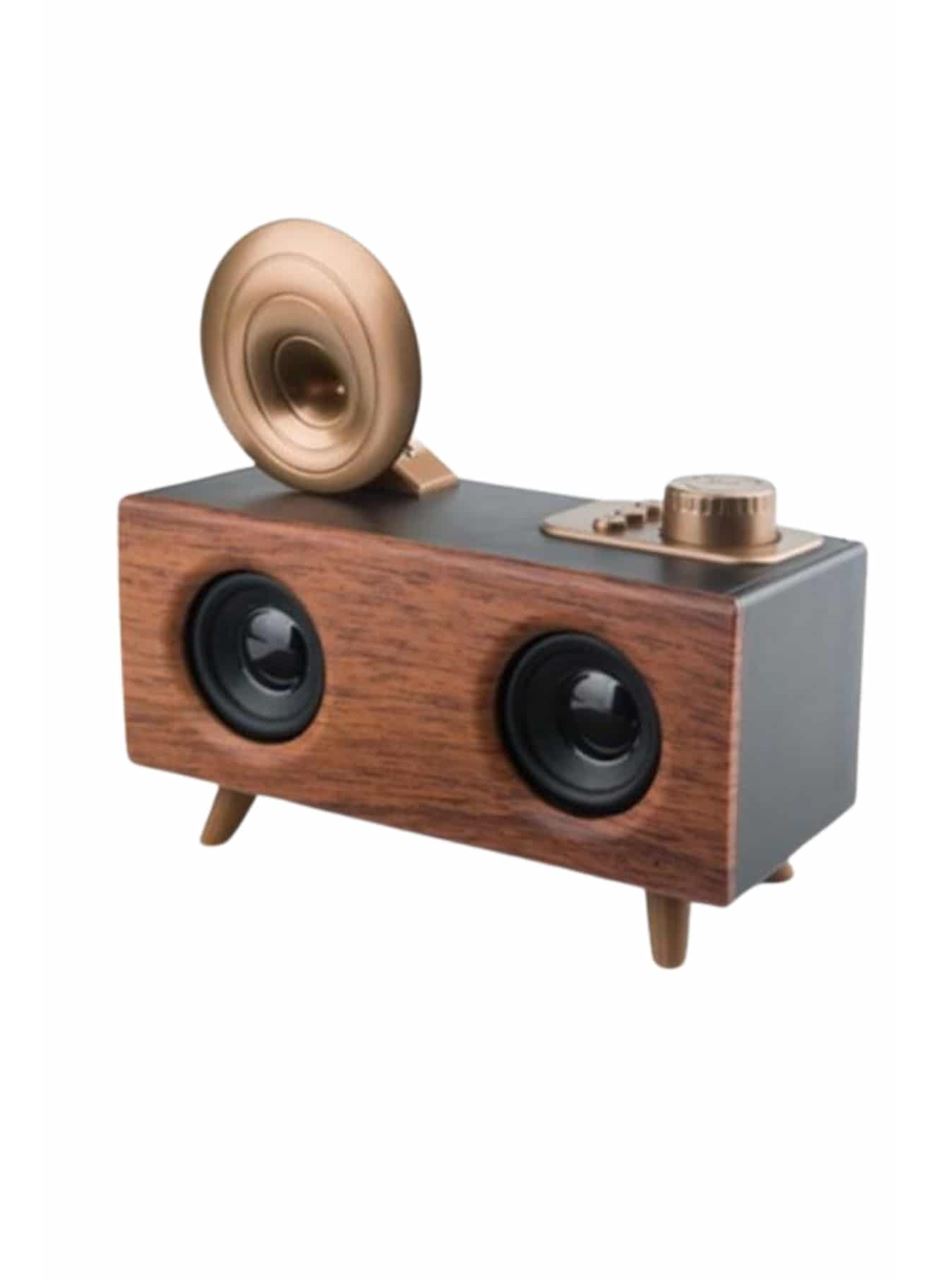 Bluetooth Nostalji Speaker Radyo Gramofon Ahşap Renk Vintage