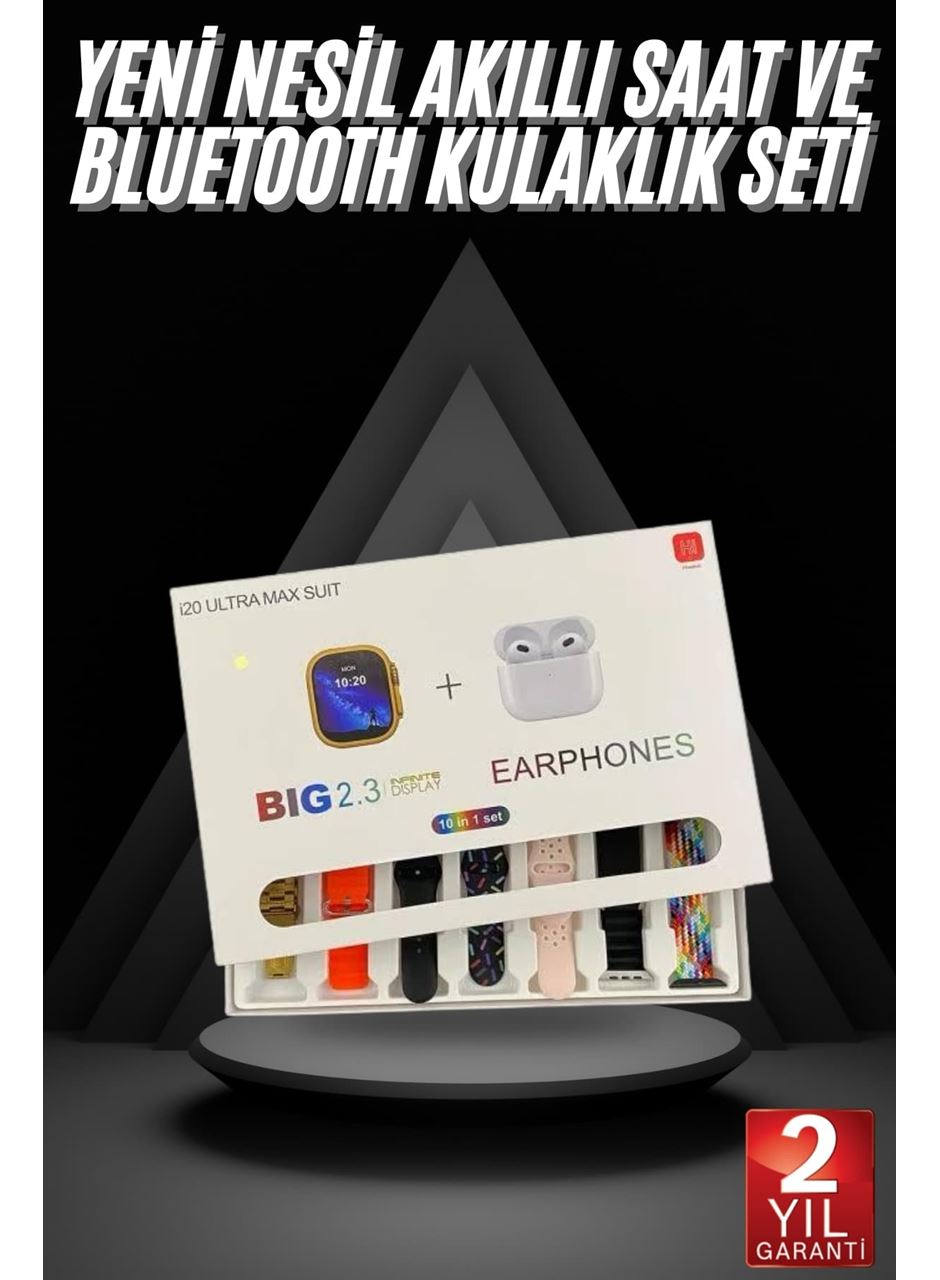 Akıllı Saat ve Air Pro Kulaklık 7 Kordonlu Çok Fonksiyonlu İkili Set