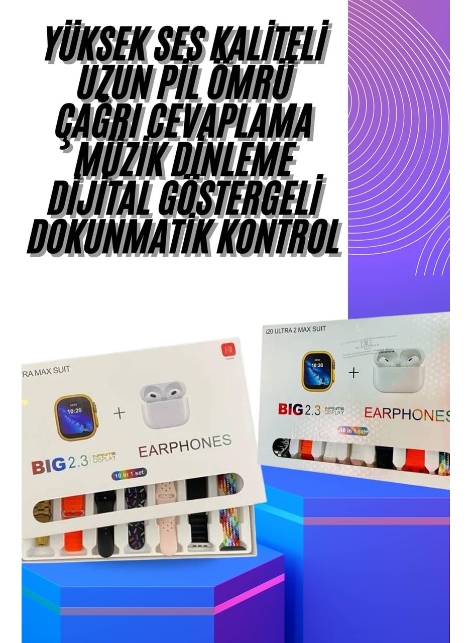 Akıllı Saat ve Air Pro Kulaklık 7 Kordonlu Çok Fonksiyonlu İkili Set