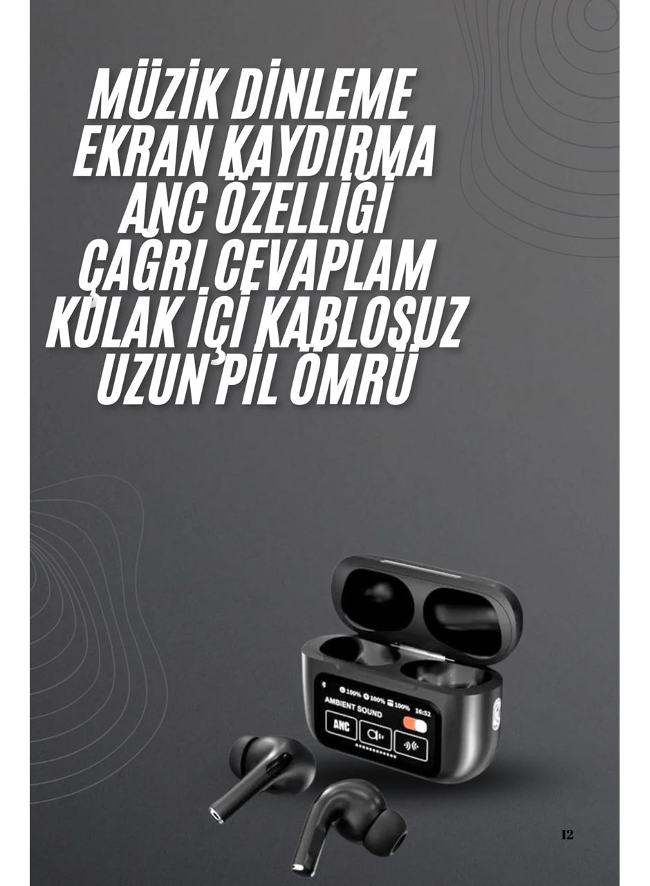 Kulak İçi Bluetooth Kulaklık Ekranlı Müzik Dinleme Çağrı Cevaplama Siyah