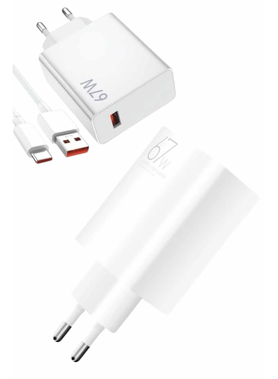Beyaz Ultra Plus Hızlı Şarj Seti Şarj Adaptörü ve Kablosu 67W