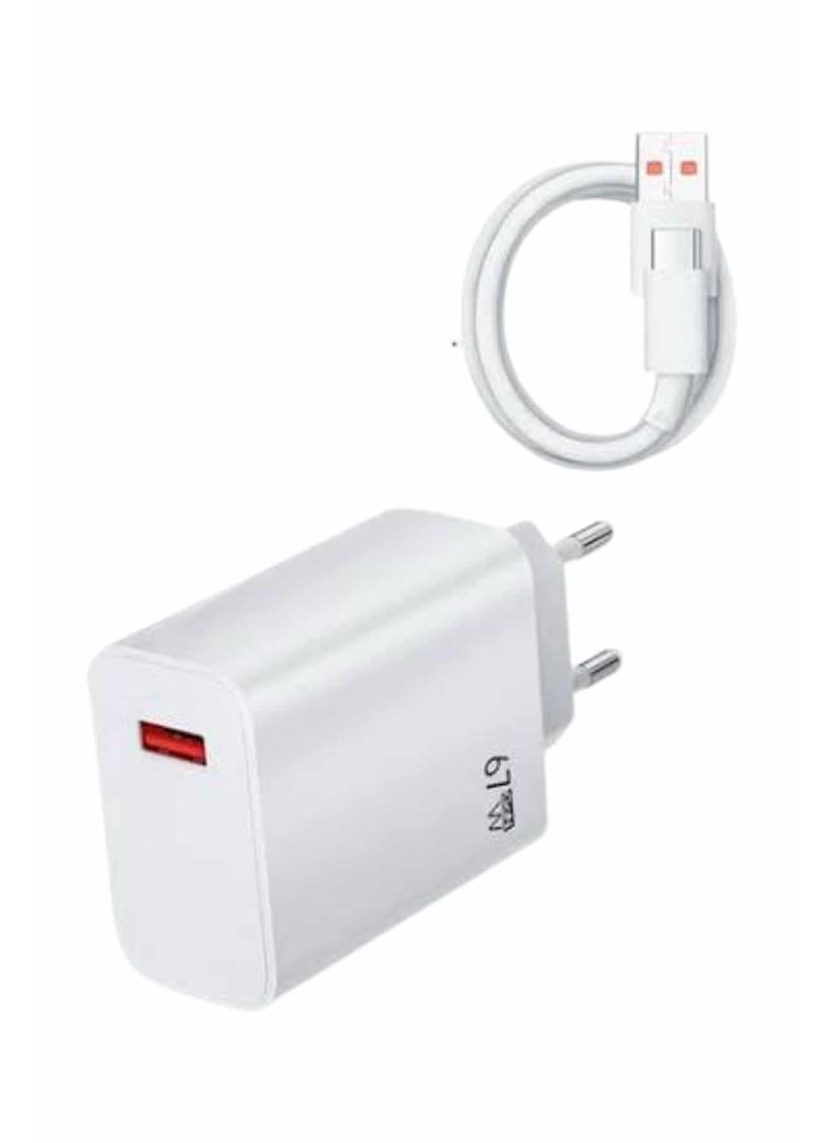 Beyaz Ultra Plus Hızlı Şarj Seti Şarj Adaptörü ve Kablosu 67W