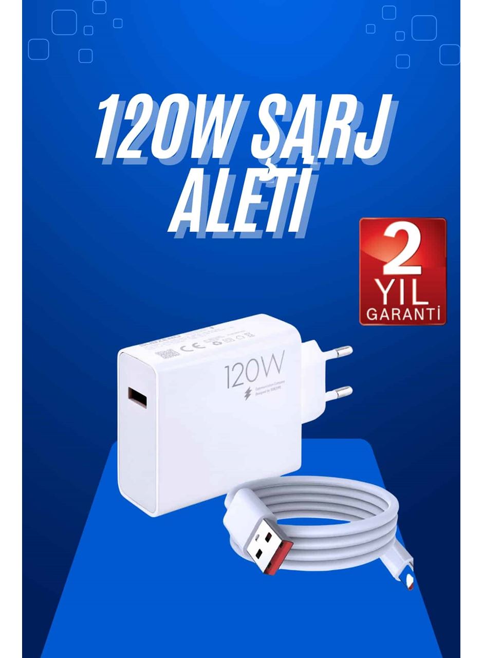 120 Watt Turbo Hızlı Şarj Aleti Seti Hızlı Şarj Adaptörü Beyaz