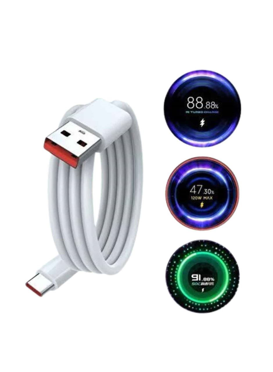 Type C Yüksek Hızlı Şarj Aleti Beyaz 120W Ultra Uzun Ömürlü