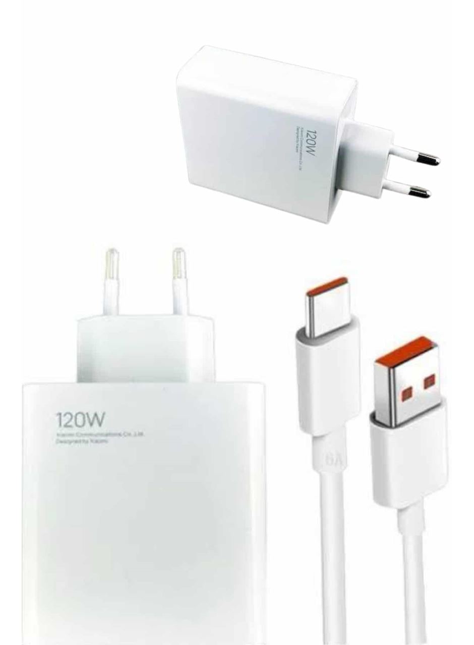120W Şarj Aleti Hızlı Çift Turbo Şarj Aleti Seti Beyaz