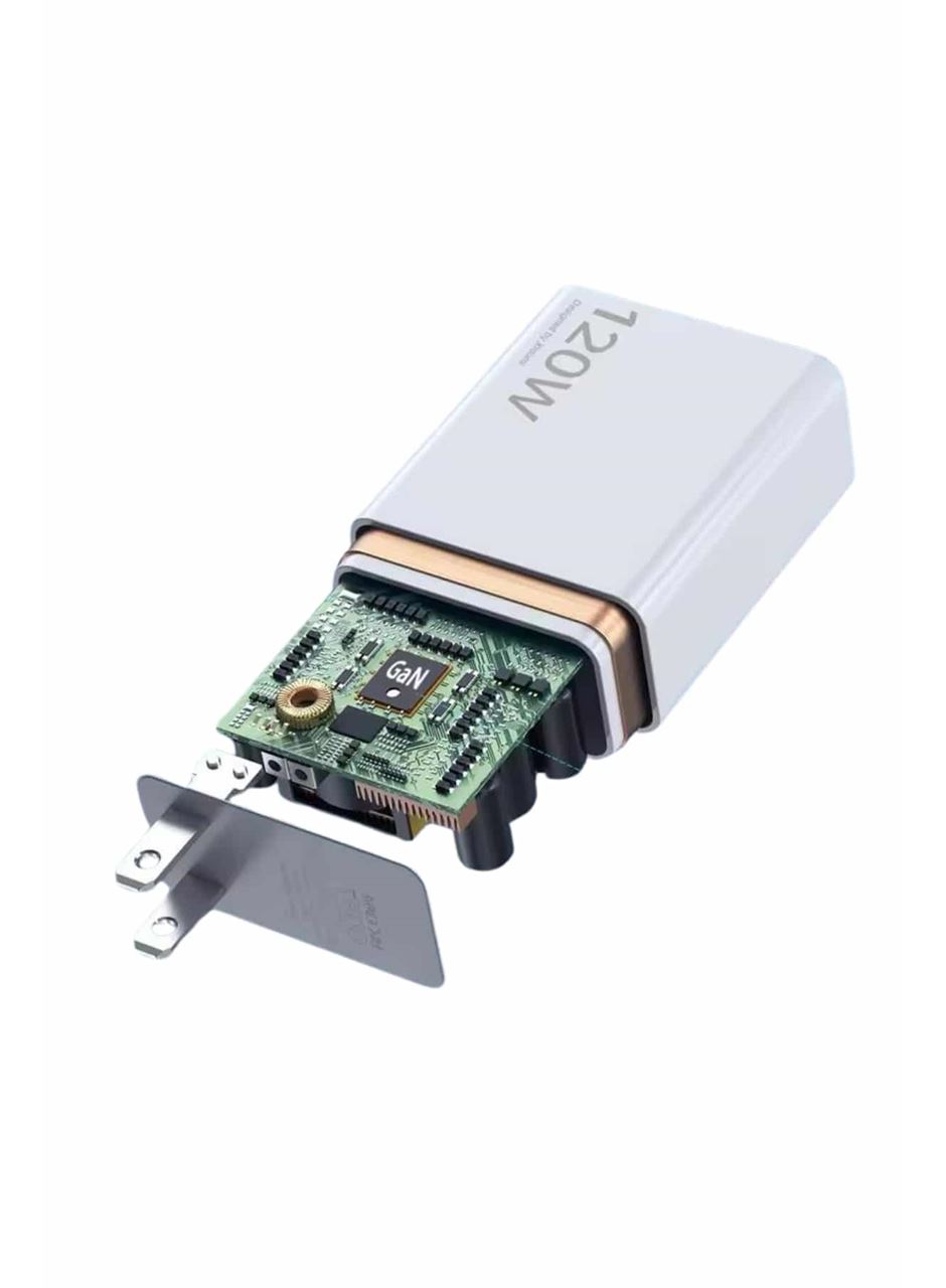 120W Şarj Aleti Hızlı Çift Turbo Şarj Aleti Seti Beyaz