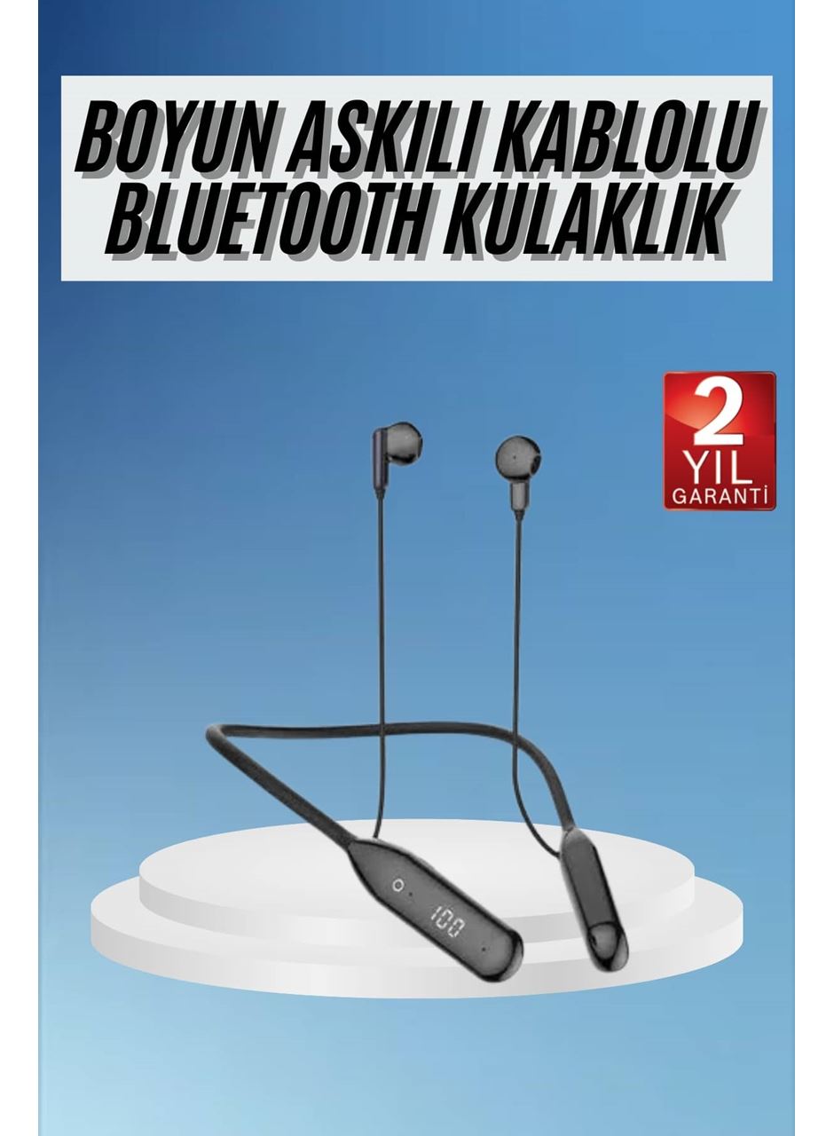 100 Saat Kablolu Boyun Askılı Dijital Göstergeli Bluetooth Kulaklığı