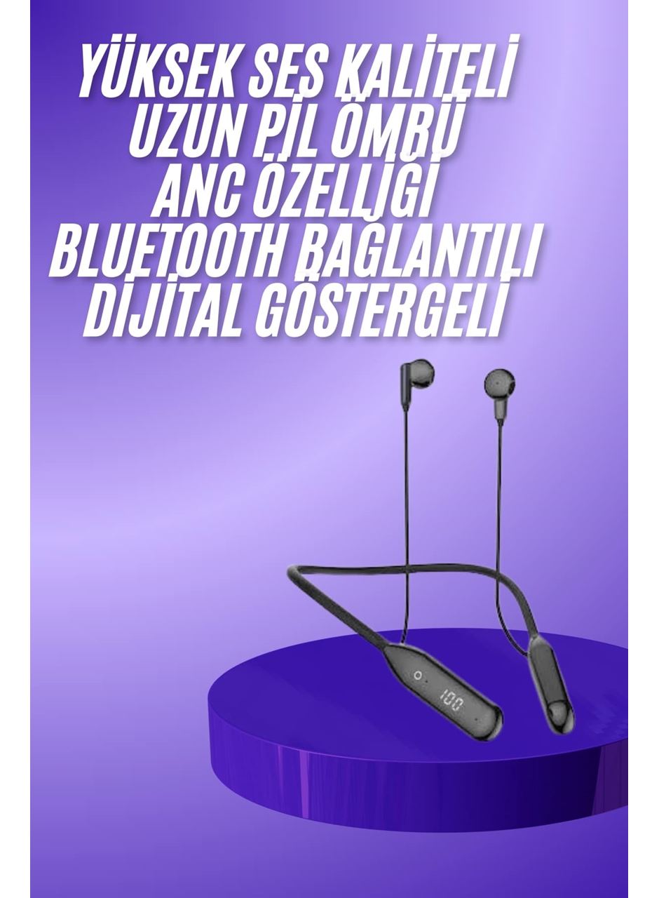 100 Saat Kablolu Boyun Askılı Dijital Göstergeli Bluetooth Kulaklığı