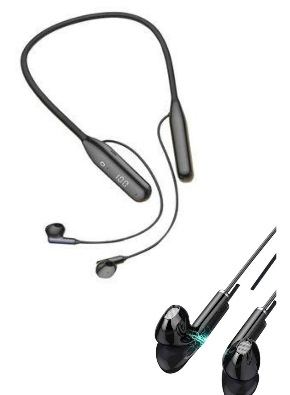 100 Saat Kablolu Boyun Askılı Dijital Göstergeli Bluetooth Kulaklığı
