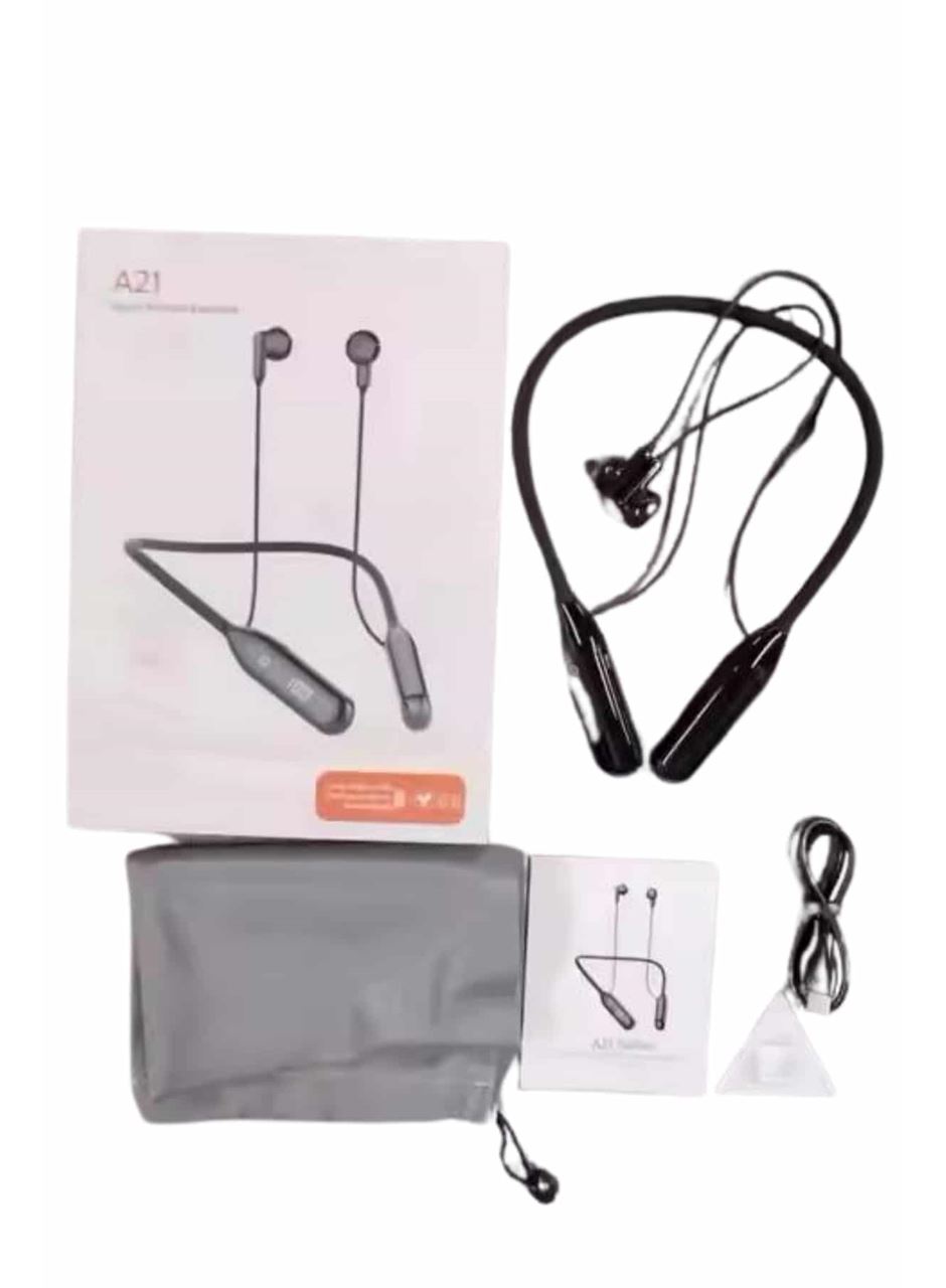 100 Saat Kablolu Boyun Askılı Dijital Göstergeli Bluetooth Kulaklığı