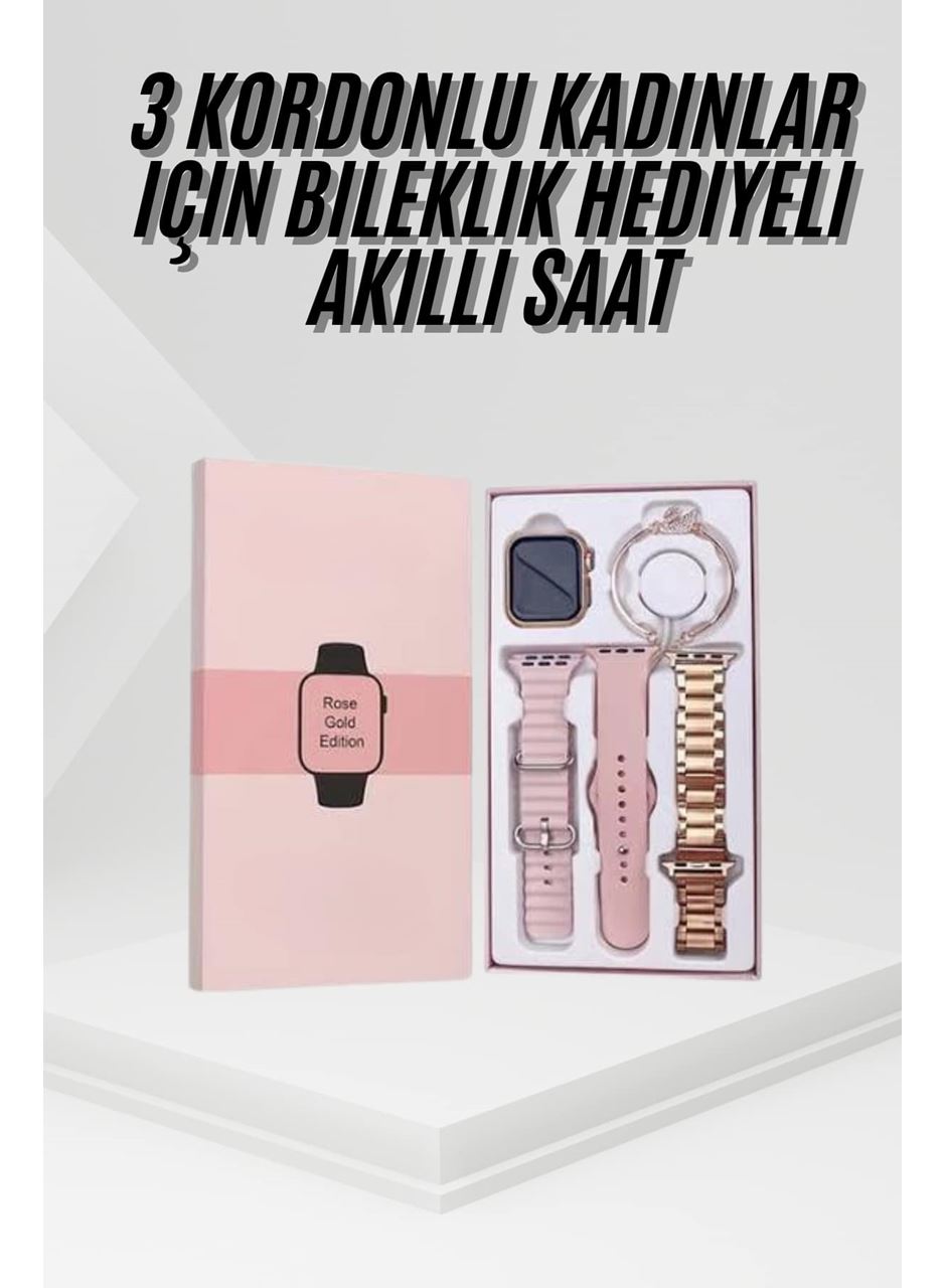 Yeni Nesil Kadın Akıllı Saat Rose Gold Android ve İos Uyumlu