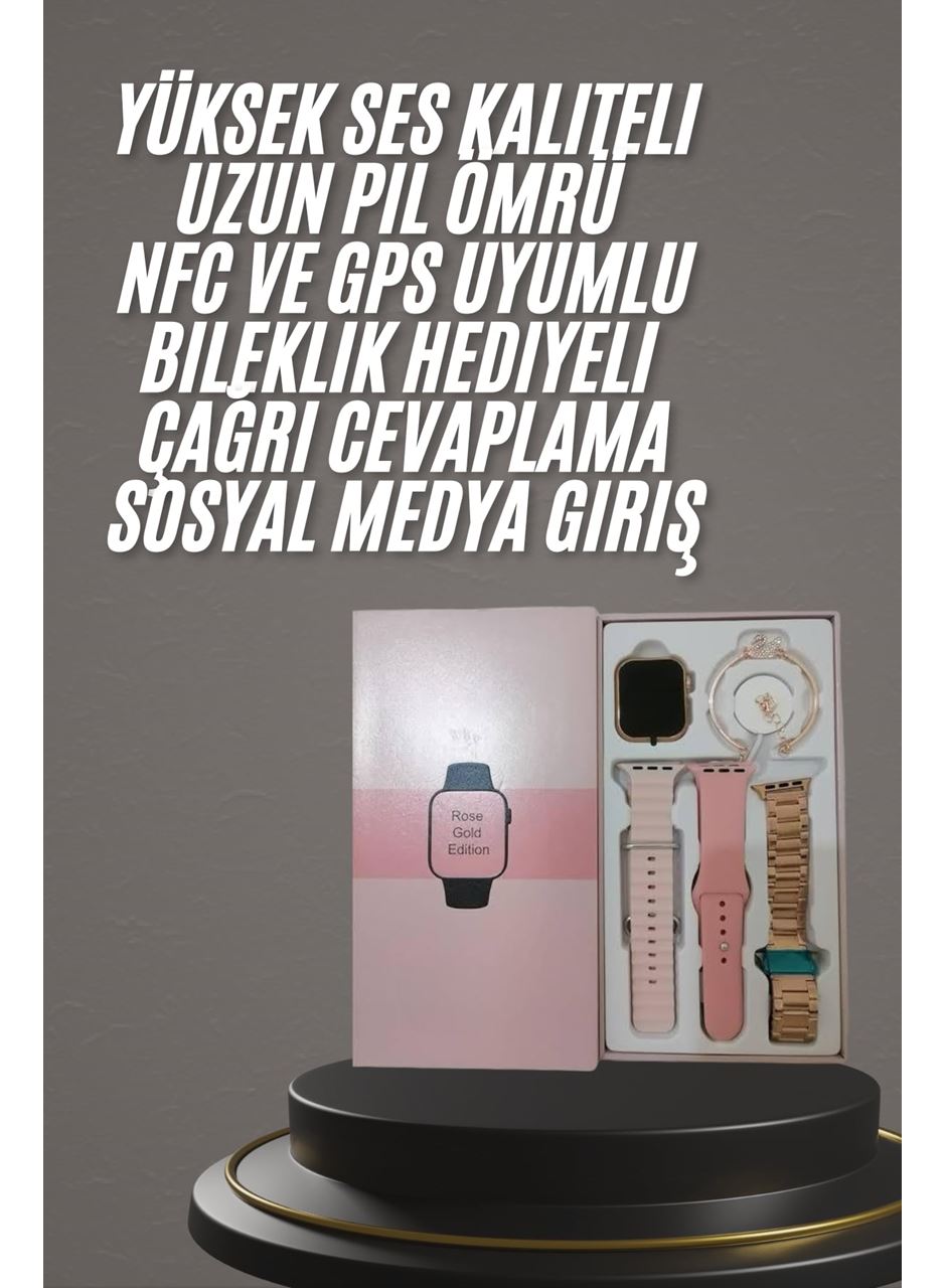 Yeni Nesil Kadın Akıllı Saat Rose Gold Android ve İos Uyumlu