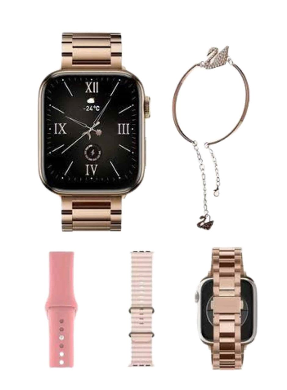 Yeni Nesil Kadın Akıllı Saat Rose Gold Android ve İos Uyumlu